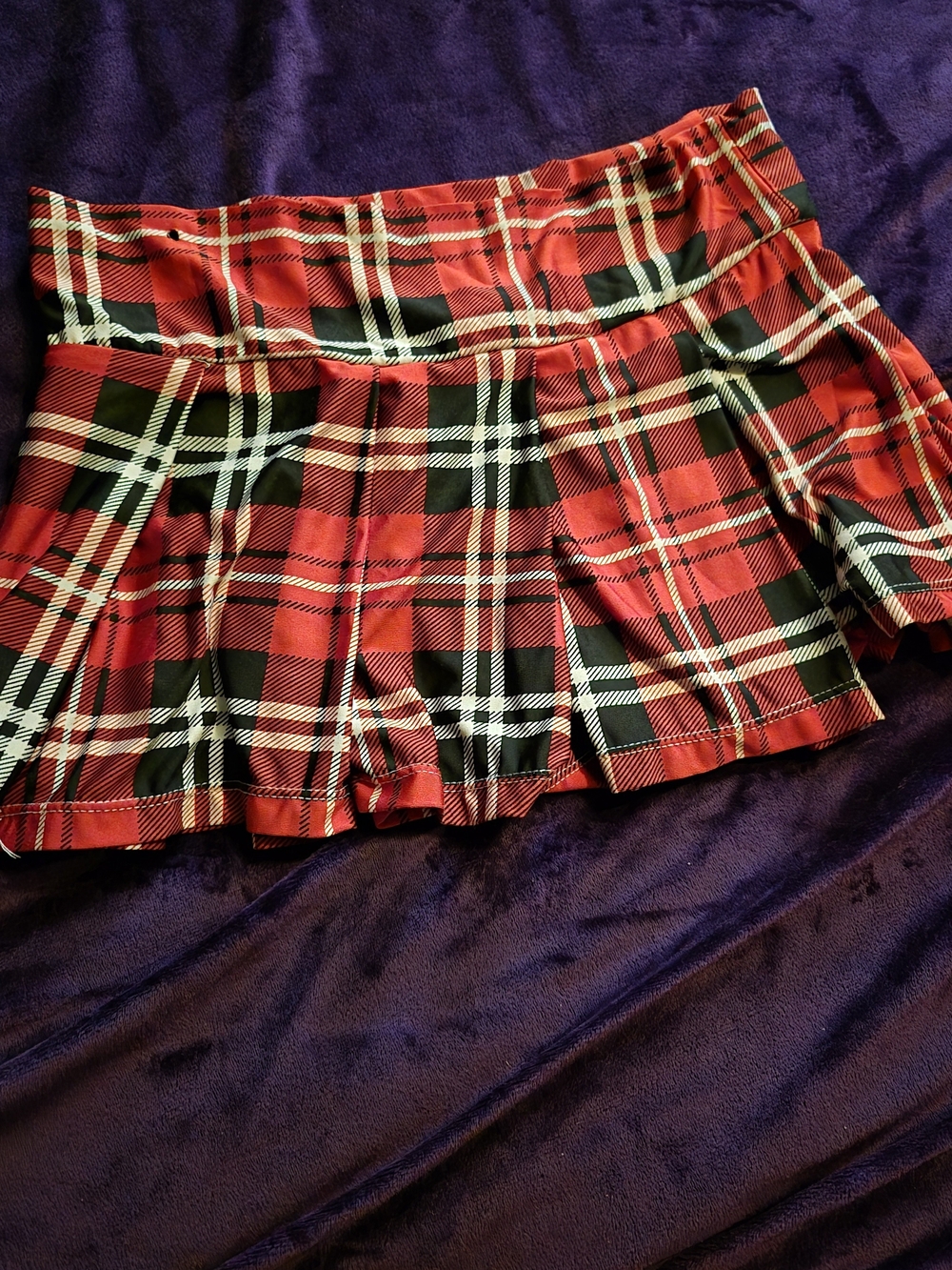 Spencer's Red Plaid Pleated Mini Skirt